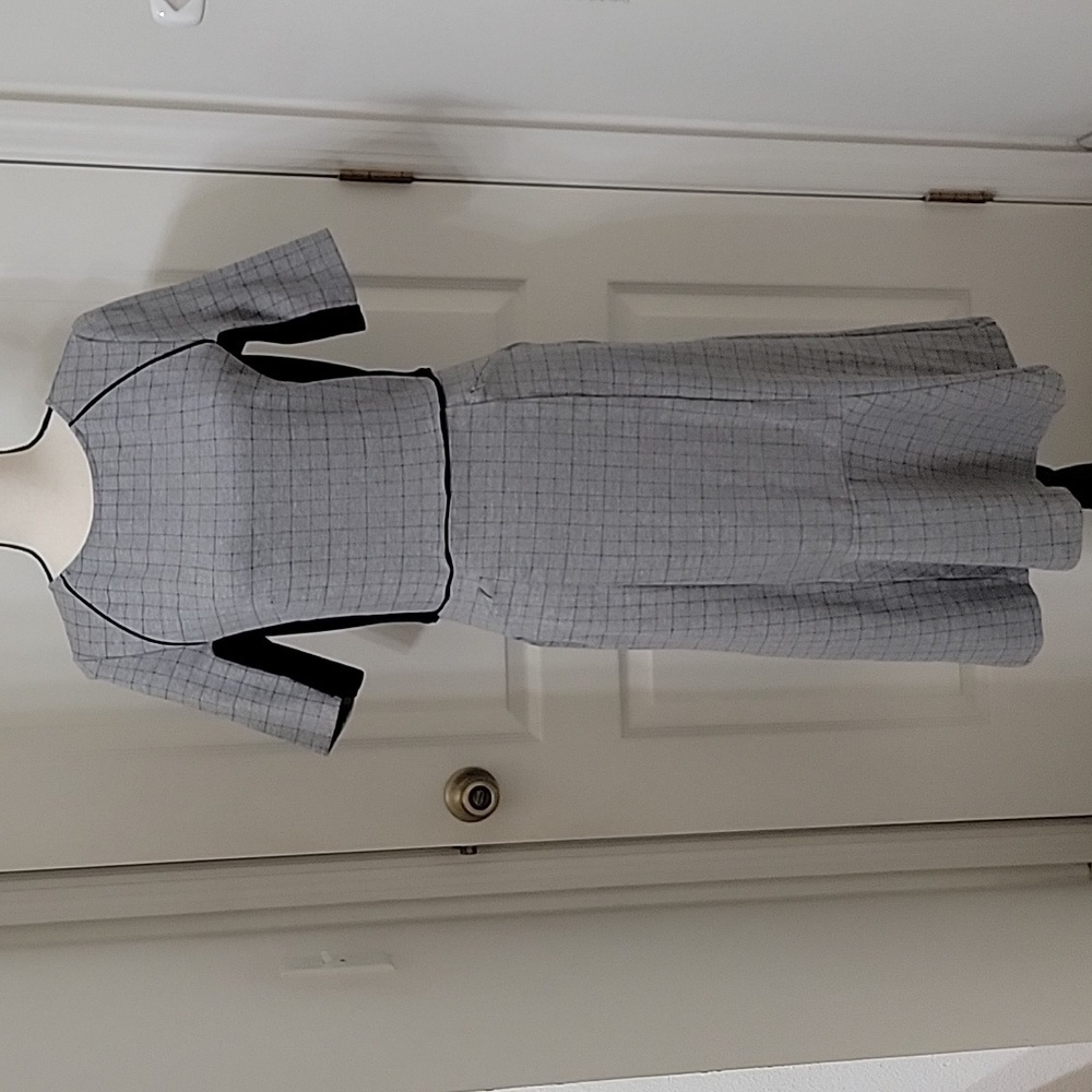Betabrand Size M Gray Plaid Interview Dress, Excellent Used Condition